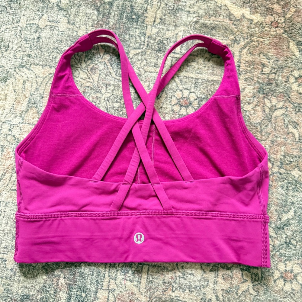 Lululemon Energy Longline Bra Bright Pink Raspberry size 8 W2AV0S - Picture 3 of 6